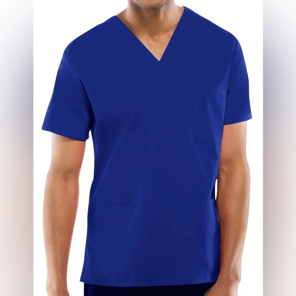 NWT Cherokee Workwear Unisex Three Pocket Scrub Top size XS Galaxy Blue 4876